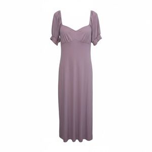 Free People Beach Bel Air Midi Dress Size Large Purple Ribbed Puff Sleeve